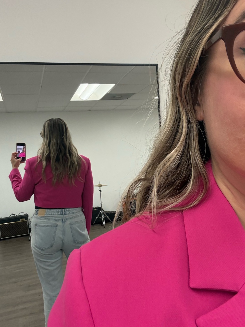 💕Zara Hot Pink Cropped Lined Blazer XL Super Cute & Flattering Like New!💕 - Picture 9 of 9